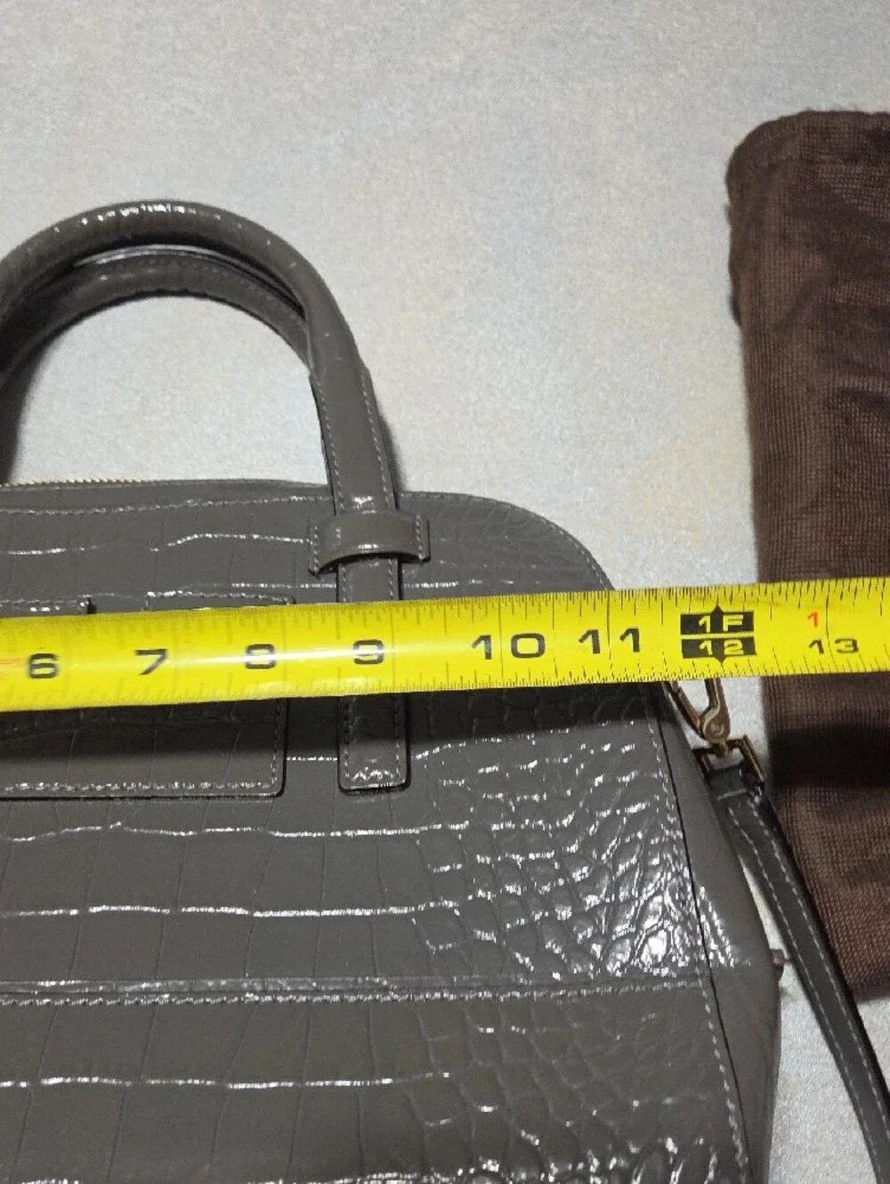 kate spade gray croc-embossed dome satchel with top handles NWOTS